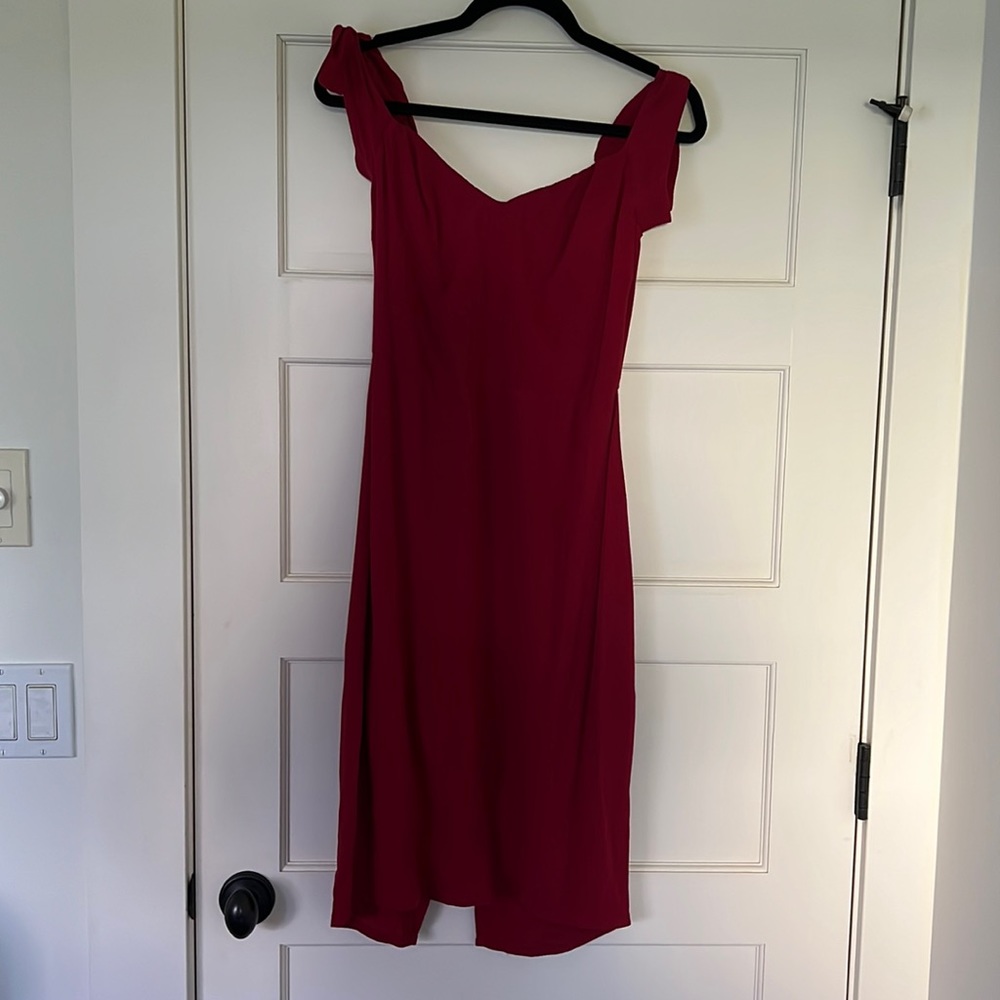 Reformation Red Tie Shoulder Dress